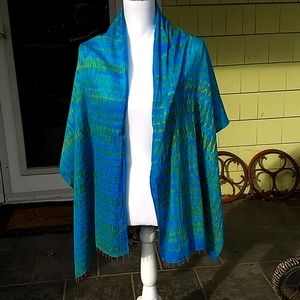Turquoise and ochre scarf, wrap